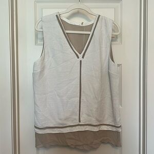 Elie Tahari Two Layer V-Neck Sleeveless Top Size Large